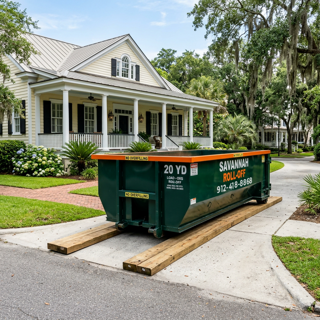 Dumpster in residential area